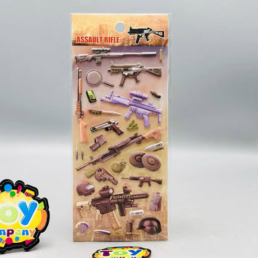 3D Assault Rifle Themed Sticker - 1Pc